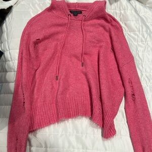 American Eagle Outfitters Bright Pink Knit Hoodie